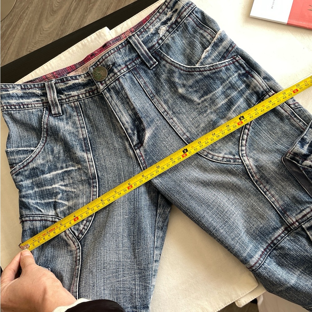 Blue Midi Denim Embroidery Pants Size: 28 - Picture 15 of 15
